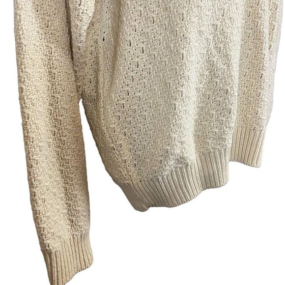 Jantzen Vintage Pointelle Cottagecore Scalloped V-Neck Long Sleeve Sweater XL - Picture 7 of 16